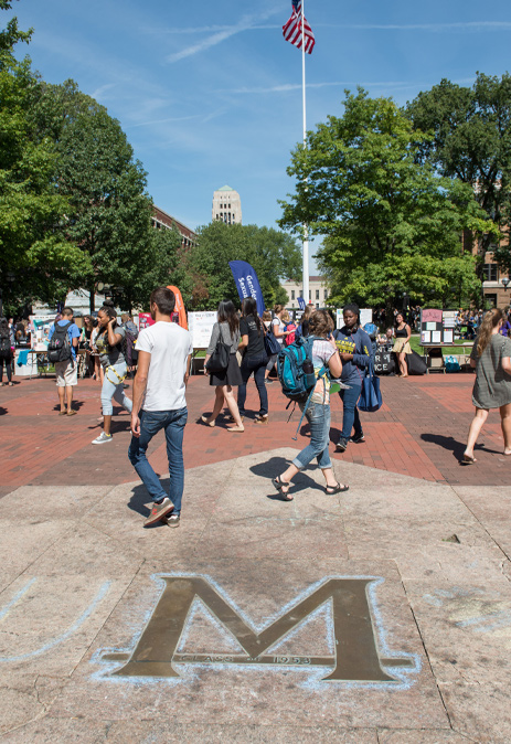 Students walking on campus